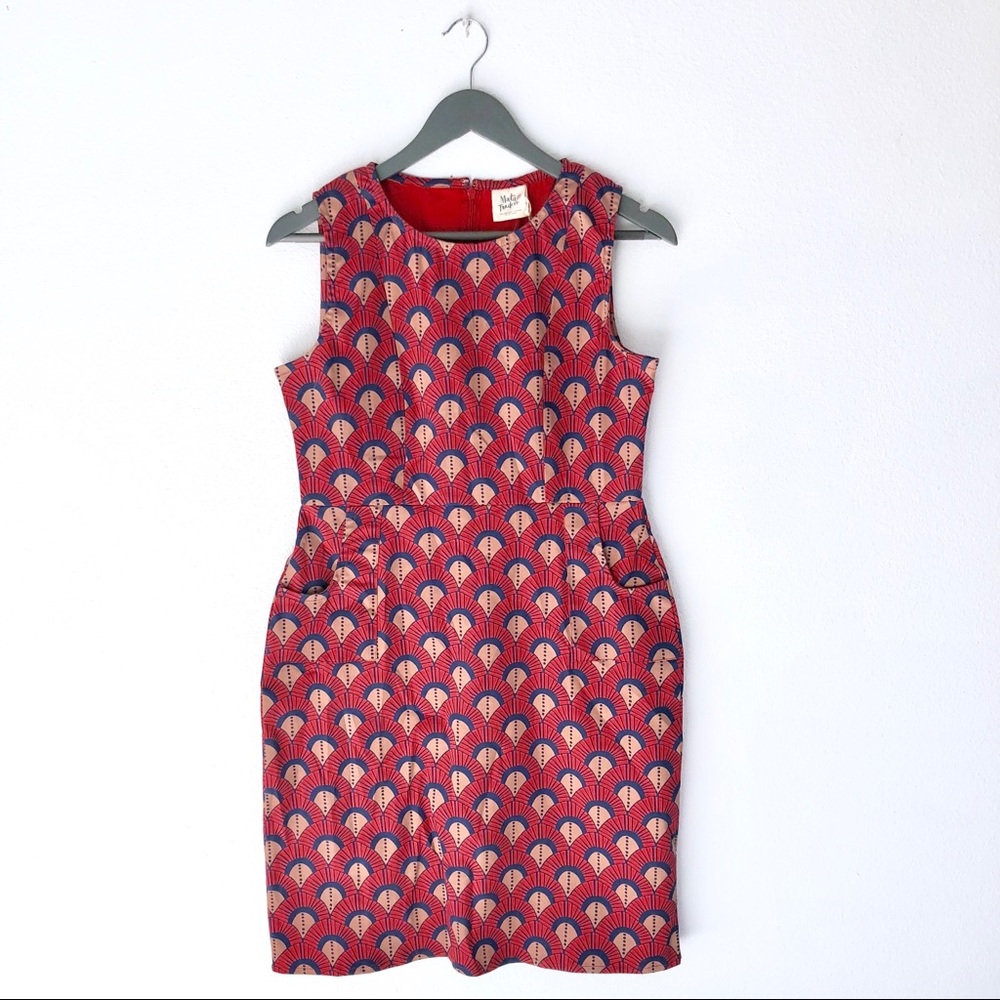 Mata Traders • Retro Red Twill Wiggle Dress NWT - Picture 2 of 6
